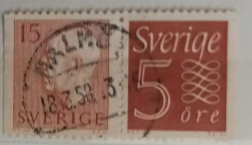 Sweden - 1957 - Pair of Used stamps from Slot Machine Booklet