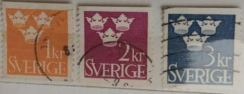 Sweden - 1950`s - Three Crowns definitive - 3 Used stamps