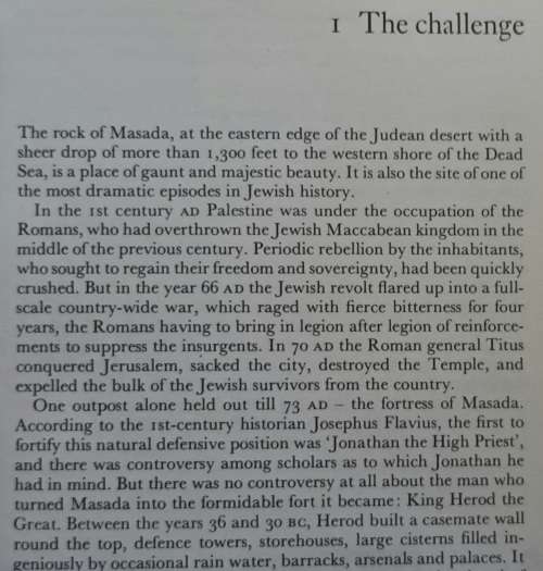Masada - Yigael Yadin - Paperback (Herod`s Fortress and the Zealots` Last Stand)