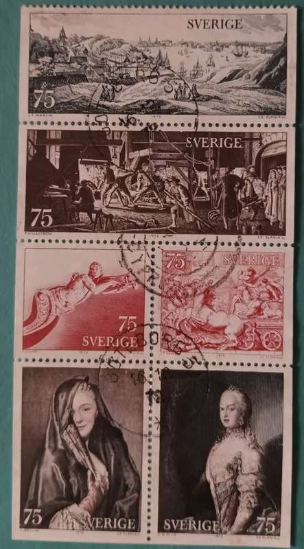 Sweden - Booklet Pane of 6 Used stamps