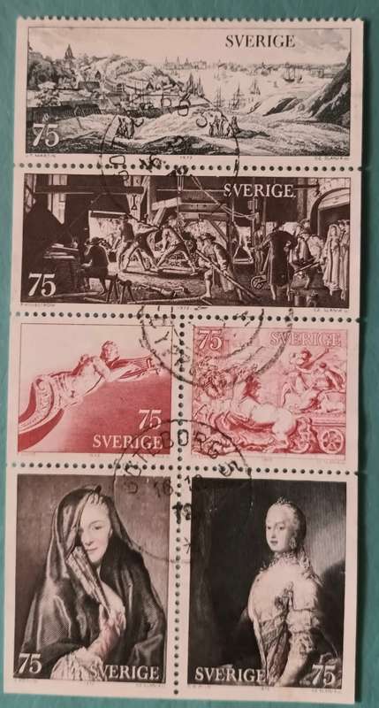 Sweden - Booklet Pane of 6 Used stamps