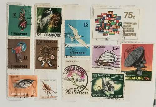 Singapore - Mixed Lot of 12 Used (some hinged) stamps