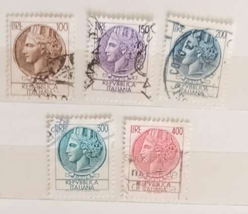 Italy - 1950-60s - Turrita series - 5 Used stamps
