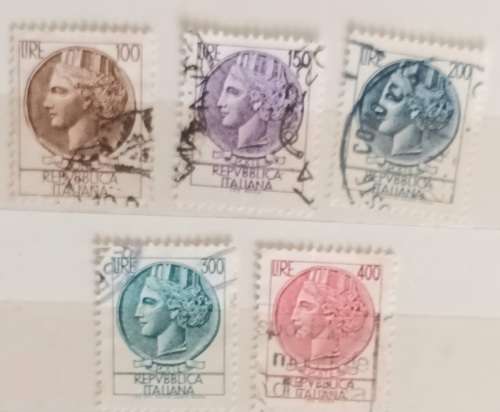 Italy - 1950-60s - Turrita series - 5 Used stamps