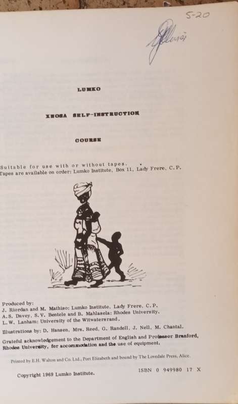 Lumko: Self-instruction coure in Xhosa - Paperback 1969