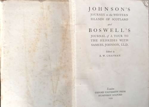 Johnson and Boswell Tour to the Hebrides - Ed: R W Chapman - Hardcover