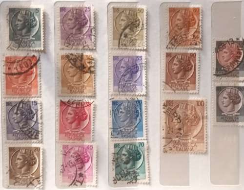 Italy - 1950-60s - Turrita series - 17 Used (some Hinged) stamps