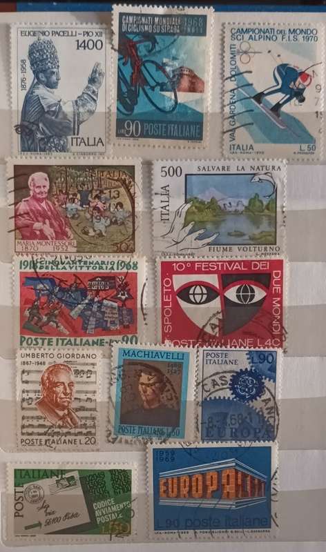 Italy - Mixed Lot of 12 Used (some hinged) stamps