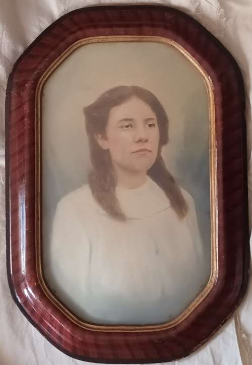 Vintage Wooden Frame with Photograph - Complete with Glass - 55x38cm