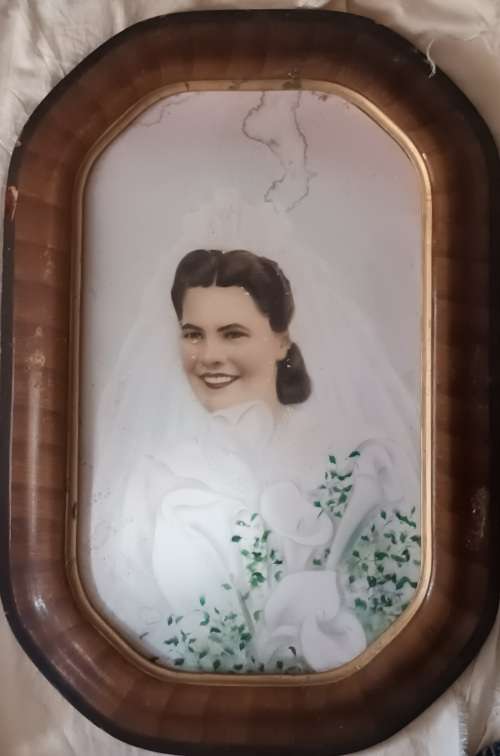 Vintage Wooden Frame with Photograph (water damage) - No Glass - 62.5x42cm