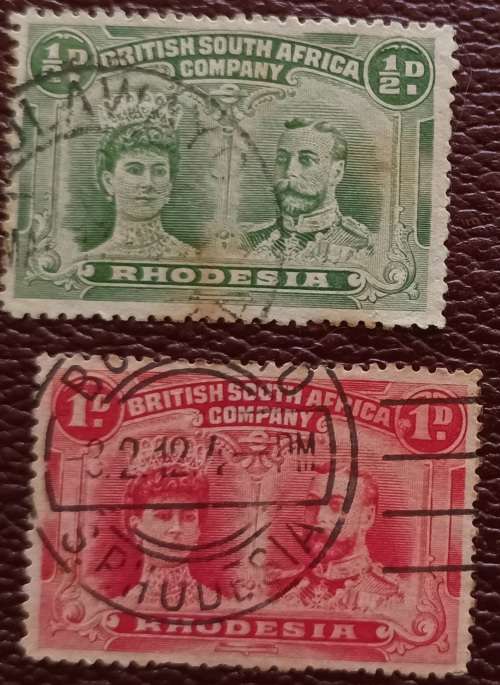 British South Africa Company Rhodesia 1910-16 Double Head Defin 2 Used stamps