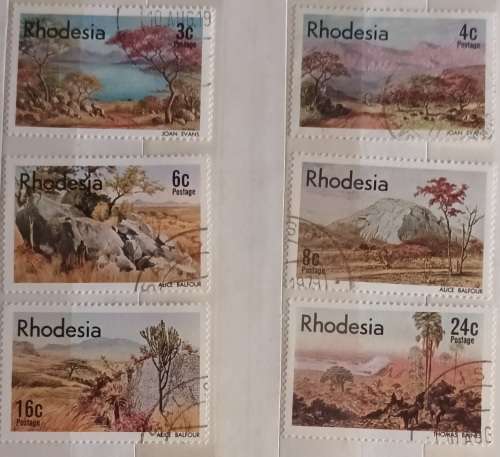 Rhodesia - 1977 - Landscape Paintings - Set of 6 Used stamps