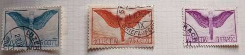 Switzerland - 1923 - Airmail - 3 Used Hinged stamps