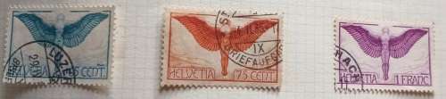 Switzerland - 1923 - Airmail - 3 Used Hinged stamps