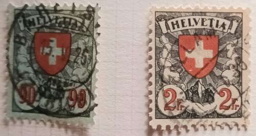 Switzerland - 1924 - Swiss Cross - 2 Used Hinged stamps