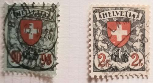 Switzerland - 1924 - Swiss Cross - 2 Used Hinged stamps