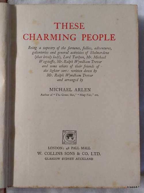 These Charming People - Michael Arlen- Hardcover 1926 Eleventh Impression