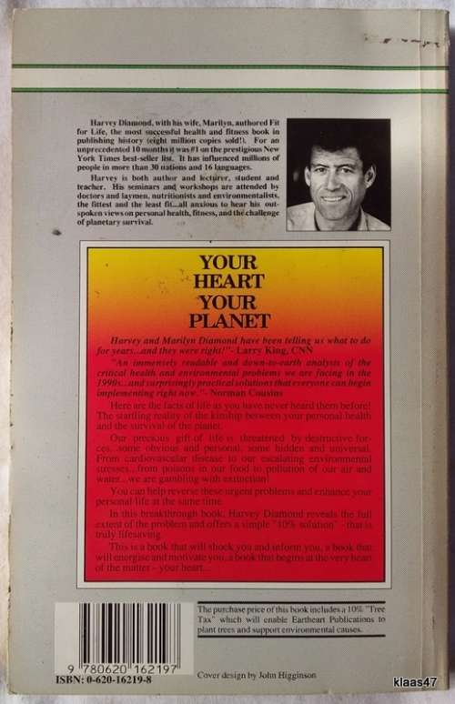 Your Heart Your Planet by Harvey Diamond, Jeremy Burnham, Howard Taylor Paperback 1991