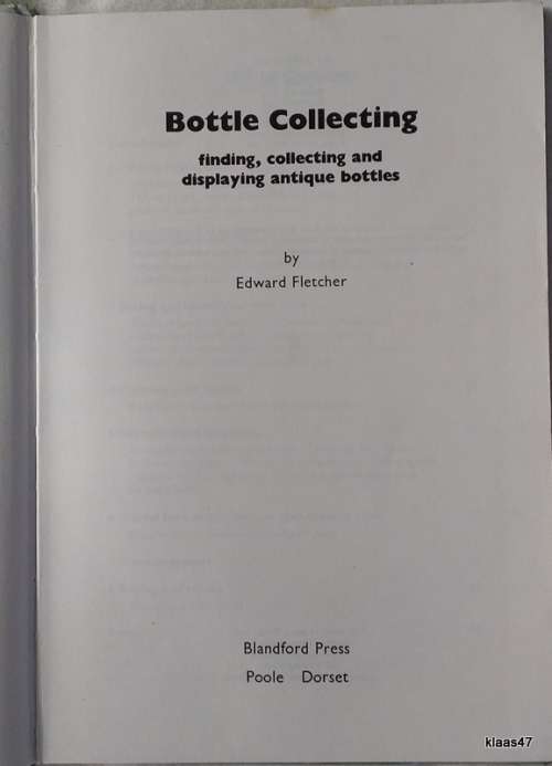 Bottle Collecting - Edward Fletcher - Hardcover 1979