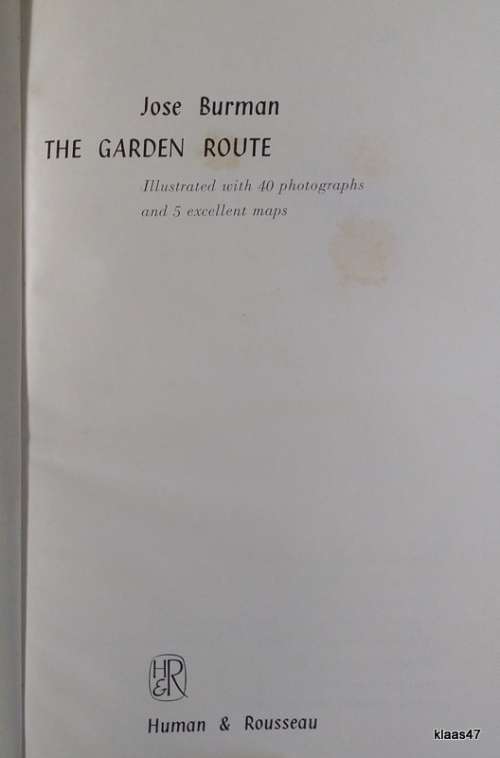 The Garden Route - Jose Burman - Paperback 1964