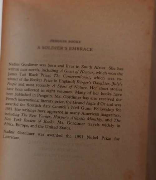 A Soldier`s Embrace  by Nadine Gordimer  Paperback