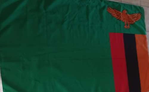 Large Zambia fabric Flag with Flag Factory Label