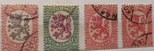 Finland - 1917-29 - Coat of Arms Definitive - 4 Used stamps