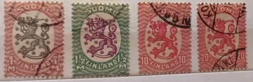 Finland - 1917-29 - Coat of Arms Definitive - 4 Used stamps
