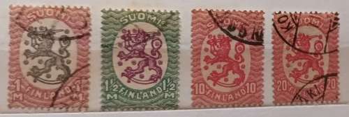 Finland - 1917-29 - Coat of Arms Definitive - 4 Used stamps
