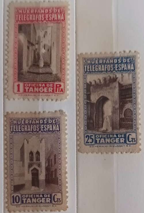 Spanish Tangier - 1946 - Telegraph / Orphan Tax - 3 Unused stamps