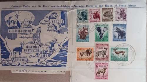 Union of South Africa - 1954 - National Parks of SA - 11 Stamps - Reg No. 193 Skukuza (Add cut off)