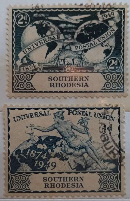 Southern Rhodesia - 1949 - UPU 75th Anniversary - Set of 2 Used stamps