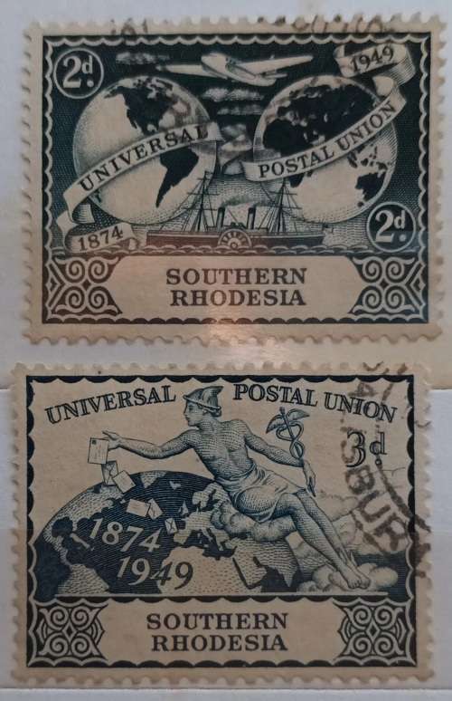 Southern Rhodesia - 1949 - UPU 75th Anniversary - Set of 2 Used stamps