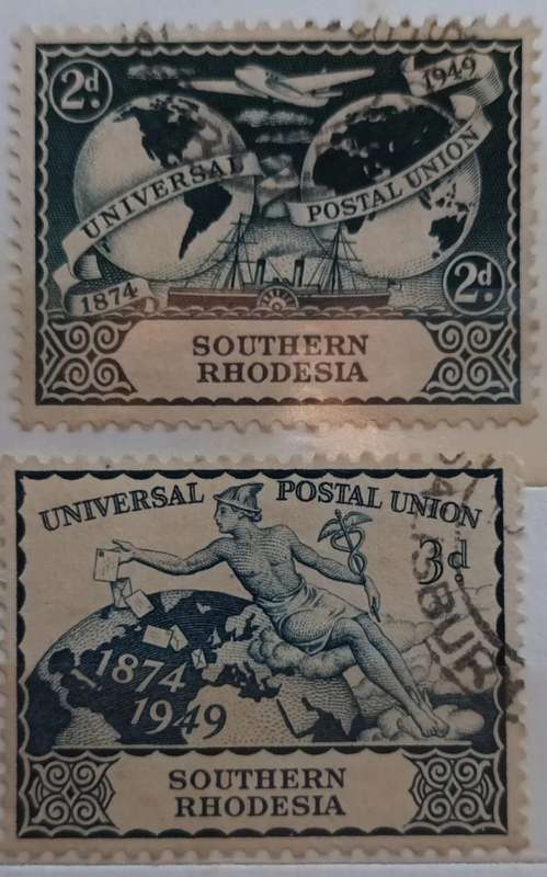 Southern Rhodesia - 1949 - UPU 75th Anniversary - Set of 2 Used stamps