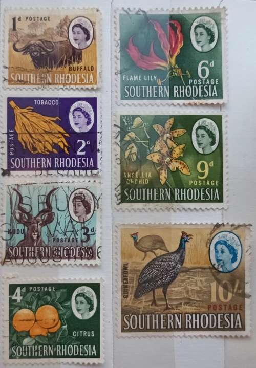 Southern Rhodesia - 1964 - Local Motifs Definitive - 7 Used stamps including 10/-