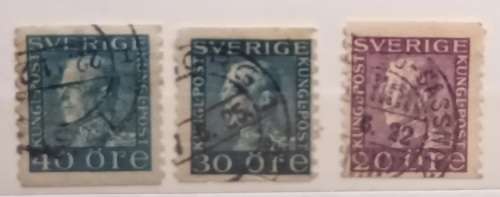 Sweden - 1920`s - Gustaf V - Kungl Post - 3 Used stamps
