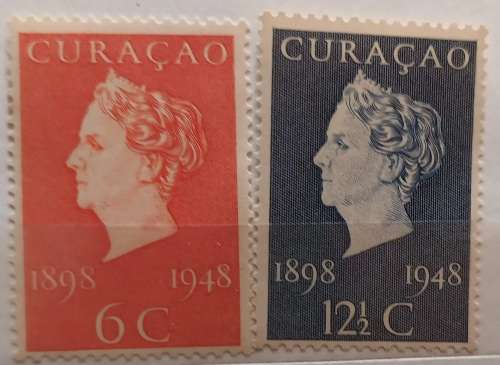 Netherlands Curacao - 1948 - Queen Wilhelmina (50 year Reign) - 2 Mint stamps