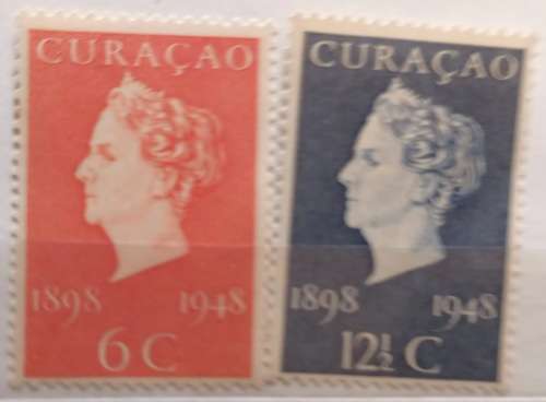 Netherlands Curacao - 1948 - Queen Wilhelmina (50 year Reign) - 2 Mint stamps