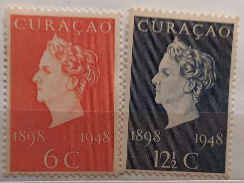 Netherlands Curacao - 1948 - Queen Wilhelmina (50 year Reign) - 2 Mint stamps