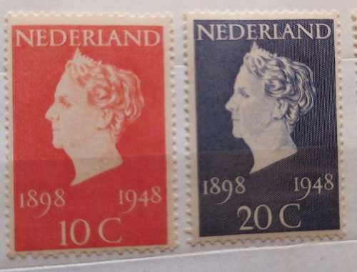 Netherlands - 1948 - Queen Wilhelmina (50 year Reign) - 2 Mint stamps