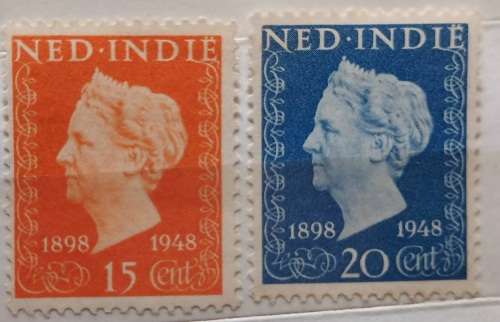 Netherlands Indie - 1948 - Queen Wilhelmina (50 year Reign) - 2 Mint stamps