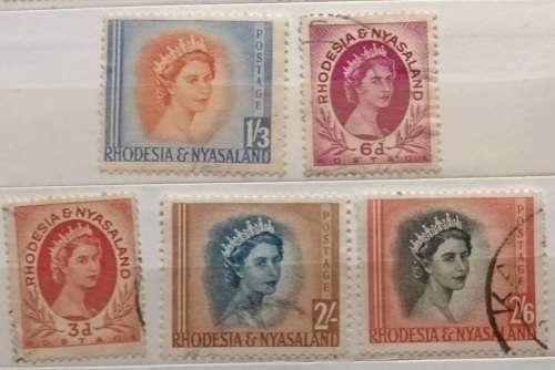 Rhodesia & Nyasaland - 1954 - Definitives (Elizabeth II) - 5 Used stamps