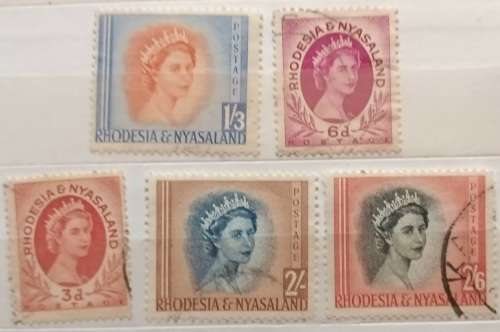 Rhodesia & Nyasaland - 1954 - Definitives (Elizabeth II) - 5 Used stamps