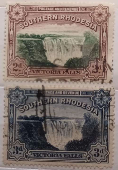 Southern Rhodesia - 1935-41 - Large Falls `Postage and Revenue` - Set of 2 Used stamps