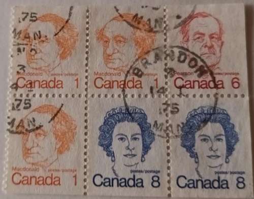 Canada - 1974 - Booklet Pane of 6 Used stamps