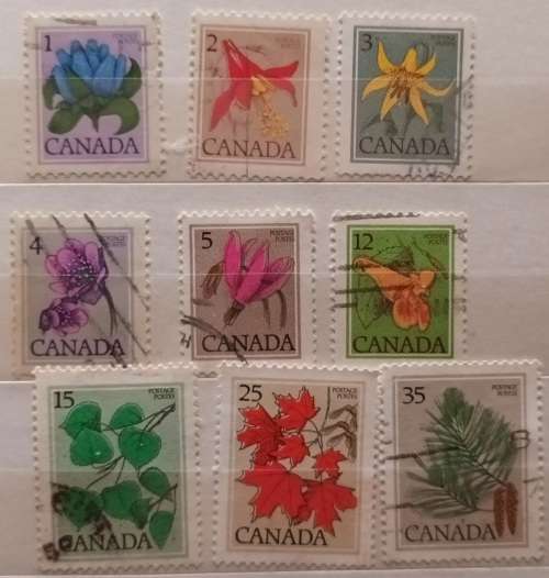 Canada - 1977 - Flower and Tree Definitives - 9 Used stamps