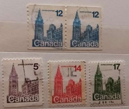 Canada - 1979 - Parliament Building - 3 Used and 1 Pair Used stamps