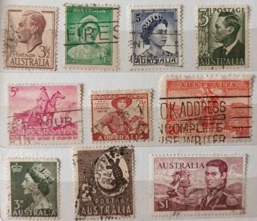 Australia - Mixed Lot of 10 Used (some Hinged) stamps