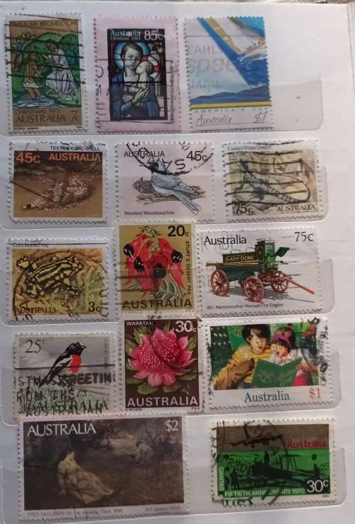 Australia - Mixed Lot of 14 Used stamps (Some on Paper)