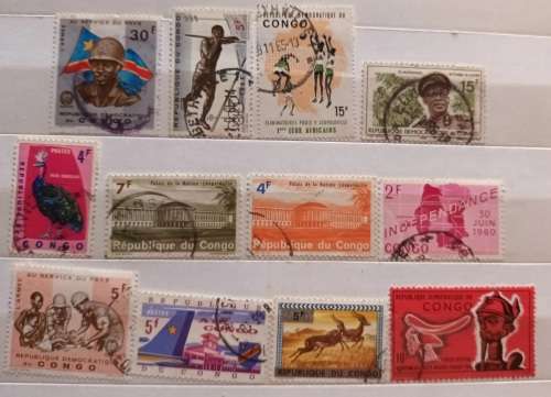 Congo - Mixed Lot of 12 Used stamps